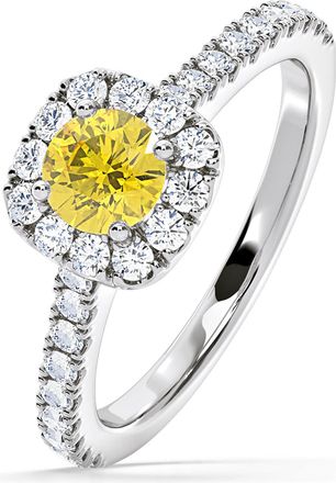 The Diamond Store Elizabeth Yellow Lab Diamond 1.00ct Halo Ring in Platinum - Elara Collection
