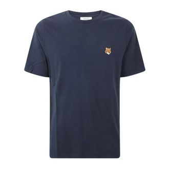 Maison Kitsun&eacute; T-Shirts, male, Blue, Size: 2XL Fox Head Regular Tee-Shirt