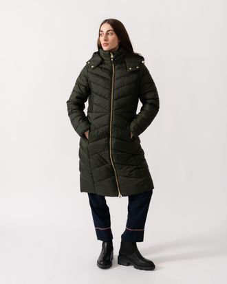 Joules Womens Pembury Coat in Dark Green - Size 12 UK