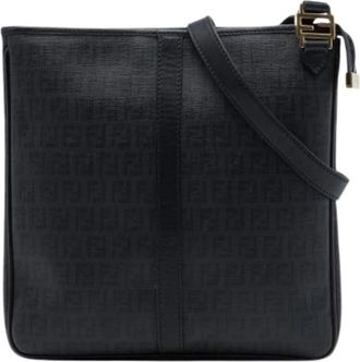 Fendi Pre-owned Vintage Canvas Crossbody Bag - Dames - Vintage Schoudertas - Zwart - ONE Size - Leer - Vintage