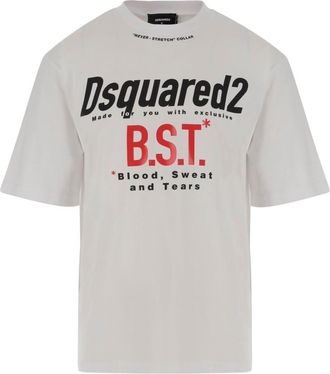 Dsquared2 White Graphic Crew Neck T-Shirt