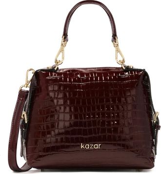 Kazar Maroon reli&euml;f lakleren handtas - Dames - Handtassen - Bruin - ONE Size - Leer - Tassen