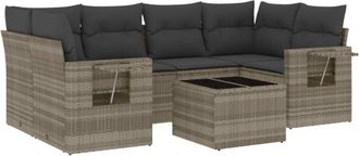 vidaXL Set De Sof&aacute;s De Jard&iacute;n 7 Pzas Con Cojines Rat&aacute;n Pe Gris Claro Vidaxl