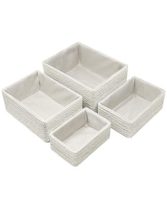 Sorbus Beige Stackable Woven Baskets (Set Of 4)