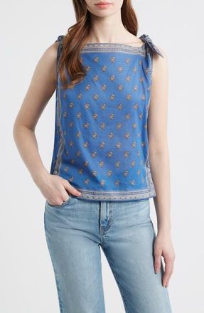 D&ocirc;en Amalia Print Tie Shoulder Sleeveless Top in Eartha Paisley at Nordstrom, Size Xx-Small