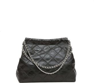 Tory Burch Fleming Distressed Hobo - Dames - Schoudertassen - Zwart - ONE Size - Leer - Tassen