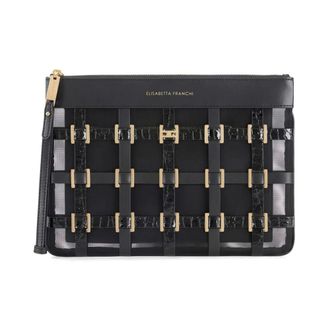 Elisabetta Franchi Clutches, female, Black, Size: ONE SIZE Clutch Bag