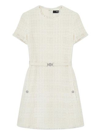 Versace check-pattern cotton mini dress - White