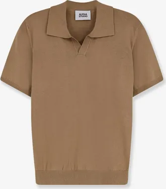 Alpha Studio Mens Cotton Polo Shirt Beige T-shirts And Polos