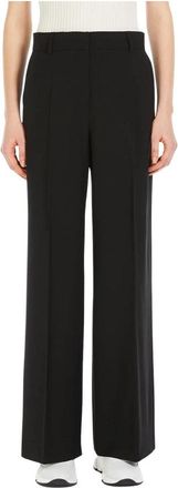 Max Mara Visivo Palazzo Broek - Dames - Wijde Broeken - Zwart - XS - Wol - Broeken