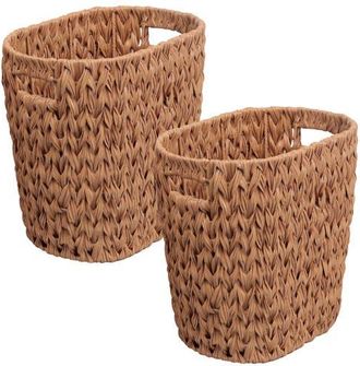 Happimess Resin 4.5-Gallon Tapered Oval Wicker Watebasket with Handles in Natural at Nordstrom