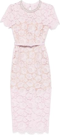 Self Portrait Abito midi in pizzo e perle - Rosa