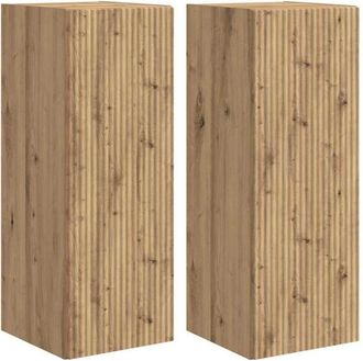 vidaXL Mueble De Tv Montado En La Pared 2 Pcs Roble Artesanal Vidaxl