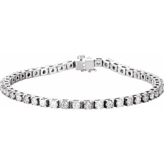 Diamond2Deal 14k White Gold 4 3/4 CTW Lab-Grown Diamond Line Bracelet 7