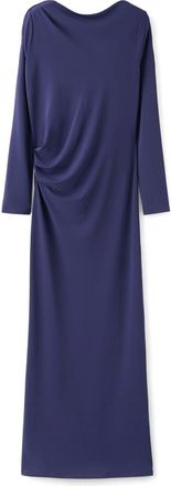 Mango x Kaia Gerber Long Sleeve Drape Asymmetric Gown in Blue at Nordstrom, Size 6