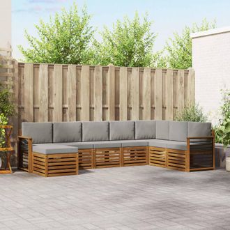 vidaXL Vidaxl Set Di Divani Da Esterno 8 Pz Grigio Naturale E Chiaro