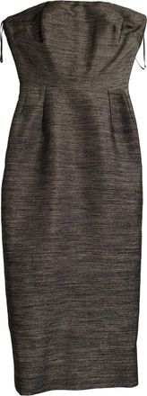 Victoria Beckham Strapless Midi Dress in Brown Polyester