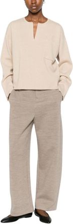 Max Mara Chest Pocket V-neck Knit - Dames - V-hals truien - Beige - S - Truien & Vesten