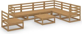 vidaXL 8 Piece Garden Lounge Set Honey Brown Solid Pinewood Vidaxl
