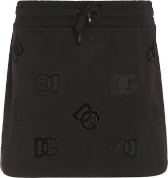 Dolce & Gabbana Black Logo Patch Mini-Skirt