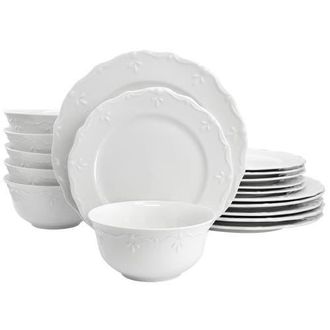 Elama Henryi 18 Piece Porcelain Dinnerware Set in White at Nordstrom