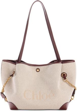 Chlo&eacute; Clover Double Carry Canvas & Leather Tote in Clay Brown at Nordstrom