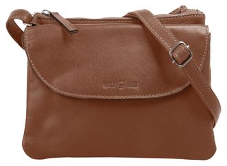 Wouwou Umh&auml;ngetasche WOUWOU, Damen, Gr. B/H/T: 22cm x 17cm x 3cm onesize, cognac, Leder, leicht gl&auml;nzend, unifarben, Taschen Umh&auml;ngetasche, echt Leder