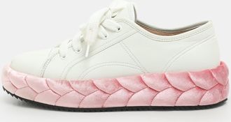 Marco De Vincenzo White/pink Leather And Velvet Rope Sneakers
