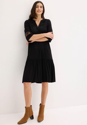 Bonprix Tunikakleid BONPRIX, Damen, Gr. 52/54 (XXL), N-Gr, schwarz, Web, Obermaterial: 95% Viskose, 5% Elasthan, ausgestellt, Kleider Tunikakleid, ausgestellt