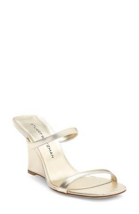 Stuart Weitzman Vinnie Wedge Slide 85 Sandal in Light Gold Liquid Metallic at Nordstrom, Size 10.5