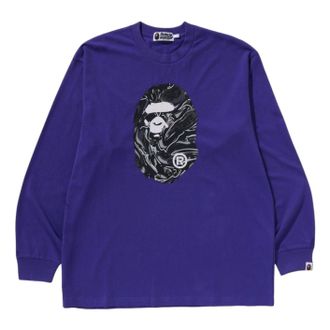 A Bathing Ape Marbling Camo Ape Head Relaxed L/S T-Shirt Purple 1K80-111-339-PUR