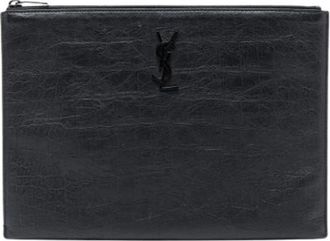 Saint Laurent Pre-owned Clutches, female, Black, Size: ONE SIZE Pre-owned Leather Clutch