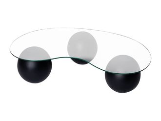 Vente-Unique Tempered Glass Coffee Table - Clear & Black - DENISA