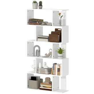HOMCOM Homcom - Libreria Moderna A S A 5 Livelli In Truciolato 80x24x159 Cm Bianco