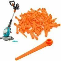 OEM Paquete De 100 Cuchillas De Pl&aacute;stico De Repuesto Para Cortac&eacute;spedes Gardena 9823, 9825, 9820 Y 9821, Color Naranja, 70 Mm - Crezuo