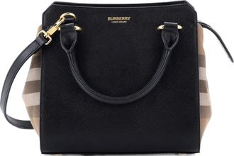 Burberry Banwell Leather and House Check Canvas Mini tote bag - Nero