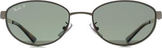 Ray-Ban Oval Womens Arista Gold Dark Green Polarized RB3774D Metal - One Size