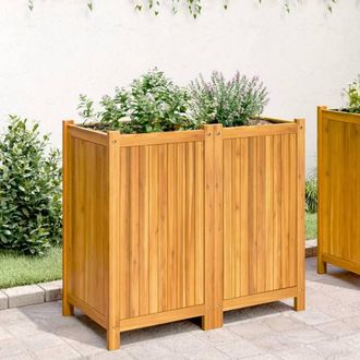 Berkfield Home Beautiful Garden Planter with Liner 84x42x75 cm Solid Wood Acacia in Brown | Size: 84 x 42 x 75 cm