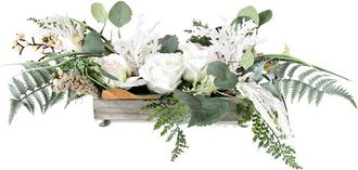 Safavieh Faux 10In Rose & Fern Potted Arrangement