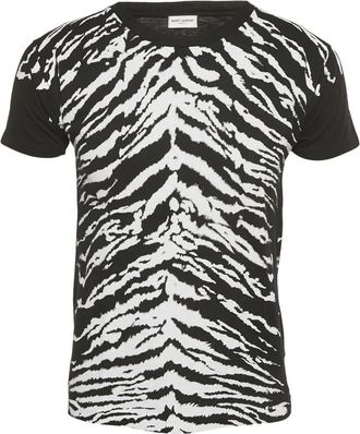 Saint Laurent T-shirt con stampa animalier - Nero