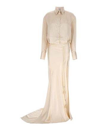 The Attico Long Satin Chemisier Dress