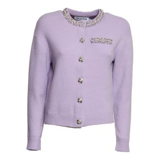 Self Portrait Cardigans, female, Purple, XS, Lilac Crystal Trim Cardigan