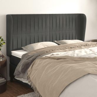 vidaXL Cabecero Con Orejas De Terciopelo Gris Oscuro 183x23x118/128 Cm Vidaxl