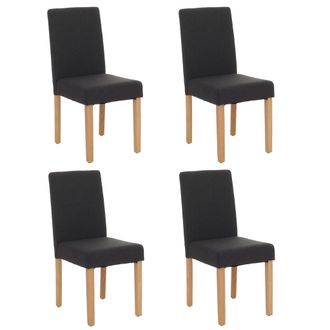 Hhg Hhg - Juego De 4 Sillas De Comedor Silla De Cocina Littau, Textil, Negra, Patas Claras