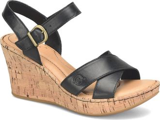 B&oslash;rn Alaina Platform Wedge Sandal in Black at Nordstrom Rack, Size 10