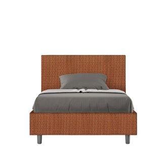 ITYhome Ityhome - Letto Una Piazza E Mezza Rivestito In Tessuto Labirinto - Adele - Tipologia Letto: Senza Rete - Dimensione Rete: 120x190 - Colore: Arancione