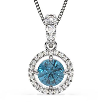 The Diamond Store Ella Blue Lab Diamond 1.38ct Pendant Necklace in 18K White Gold - Elara Collection