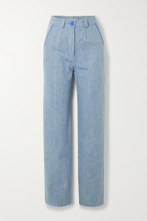 Rowen Rose Jeans A Gamba Dritta E Vita Media - Blu