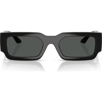 Versace 54mm Rectangular Sunglasses in Black /Dark Grey at Nordstrom