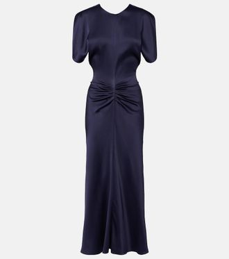 Victoria Beckham Bela gathered satin midi dress